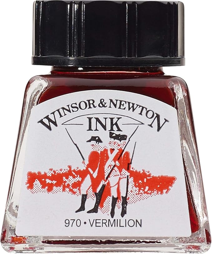 Winsor & Newton Drawing Ink, 14ml Bottle, Vermilion