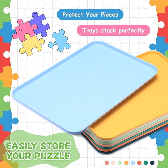 8 Pcs 15'' x 10.5'' Extra Large Puzzle Sorting Trays Stackable Puzzle Trays for Sorting Piece Sorter Jigsaw Storage Accessory for Sorting 2000/3000/5000/6000 Pieces