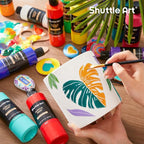 Shuttle Art Acrylic Paint, 24 Colors Acrylic Paint Bottle Set, 250ml/8.45oz Each, Rich Pigments, High Viscosity, Bulk for Artists, Beginners and Kids Painting on Rocks Crafts Canvas Wood