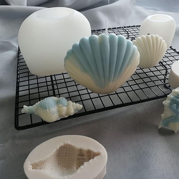 4 Pack Silicone Conch Resin Sea Shell Mold For Candles and Soap - Candle Making Mold