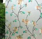 VSUDO Static Cling Decorative Window Privacy Film – Frosted Privacy Window Film with Jasmine Floral & Stained Glass Design, Adhesive-Free Tint for Home, Bathroom & Office (35.4" x 118.1")