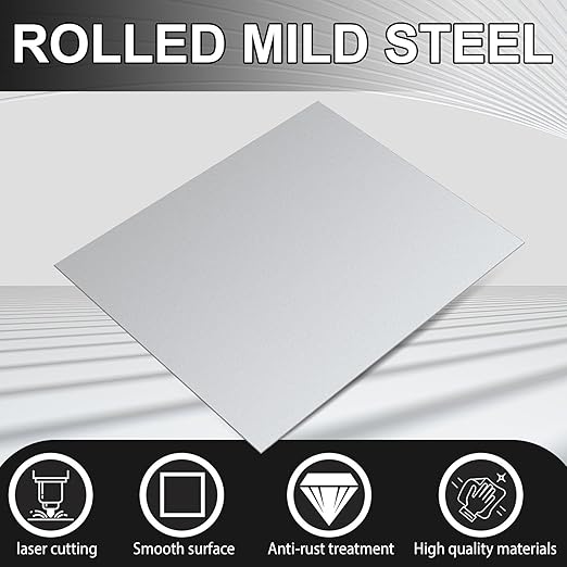 Hicarer 4 Pcs Mild Steel Sheet Cold Rolled 18 Gauge Metal Plate Weldable Metal Sheets for Professional Industrial DIY Use, Clean Surface Easy to Weld (9" X 12")