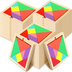 Shappy 36 Pieces Wooden Tangram Puzzles for Kids Educational Shape Puzzle Toys Geometric Pattern Brain Logic Puzzle Blocks for Students Educational Activities Back to School Gifts(Novelty Style)