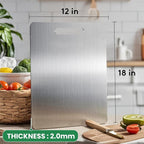 100% Pure Titanium Cutting Board - 18x12 Inch Non-Slip Kitchen Chopping Board, Dishwasher Safe, Scratch Resistant, Easy to Clean, Durable & Hygienic for Meat, Vegetables, and Fruits