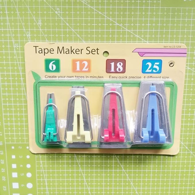 YICBOR Set of 4 Sizes Bias Tape Maker 6mm 12mm 18mm 25mm Fabric Sewing Quilting Bias Binding Maker