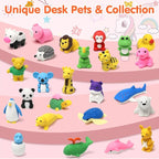 34 Pack Animal Pencil Erasers for Kids, 3D Mini Puzzle Take Apart Erasers, Desk Pets & Treasure Box Toys, Bulk Party Favors, Classroom Prizes, School Supplies, Gift for Boys & Girls