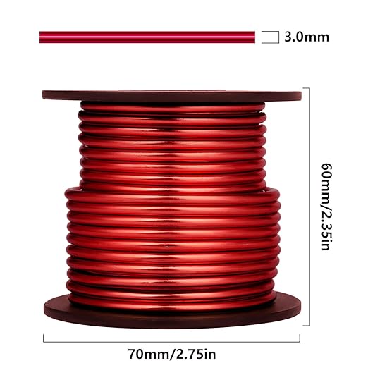 Aluminum Craft Wire, 32.8 Feet 3.0 mm/ 8 Gauge Red Bendable Soft Metal Aluminum Wire Roll Bulk for DIY Crafts Sculpting Jewelry Making