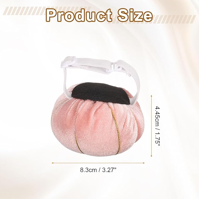 HARFINGTON Wrist Pin Cushion Wristband Sewing Pincushion Polyester Pin Holder Wearable Pumpkin Shaped Needles Wristband with 100 Head Needles for Sewing Quilting DIY Crafts, Pink