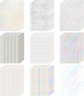 STARVAST 90 Sheets Holographic Sticker Paper, Transparent Holographic Vinyl Laminate Sheets, Self Adhesive A4 Size Printable Holographic Paper with Gem Rainbow Spot Star Patterns