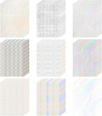 STARVAST 90 Sheets Holographic Sticker Paper, Transparent Holographic Vinyl Laminate Sheets, Self Adhesive A4 Size Printable Holographic Paper with Gem Rainbow Spot Star Patterns