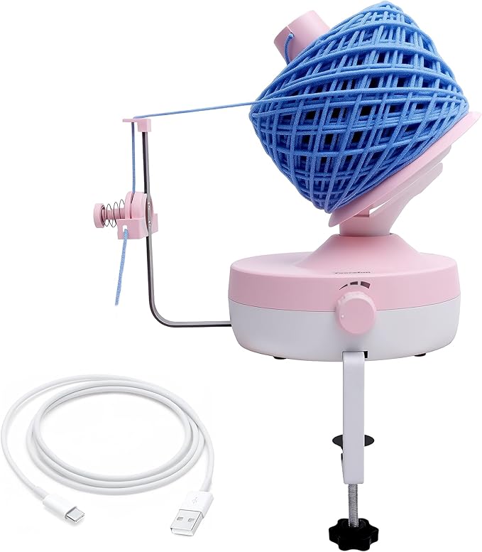 Yocrefun Electric Yarn Winder, Automatic Yarn Ball Winder for Crocheting & Knitting, Stepless Speed, Easy to Use, Efficient Large Capacity Yarn Cake Maker, Ideal Gift for Yarn Lovers (Pink)