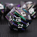 Dungeons and Dragons Dice, Metallic Stripes Dice with Gift Case, Metal Polyhedral Dice Sets for Tabletop Games D&D Role Playing Game (Black Nickel-Purple Green)