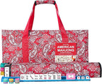 American Mahjong Game Set, 166 White Tiles, 4 All-in-One Color Rack/Pushers, Complete Mahjong Tile Set Red Printed Carrying Bag