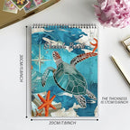 Cabreche Cute Sketchbook Top Spiral Bound Sketch Pad, 9 x 12 inch,100GSM Thick Paper,50 Sheets 100 Pages,Art Sketch Book Artistic Writing Drawing Paper for Girls Women Beginners-Sea Turtle