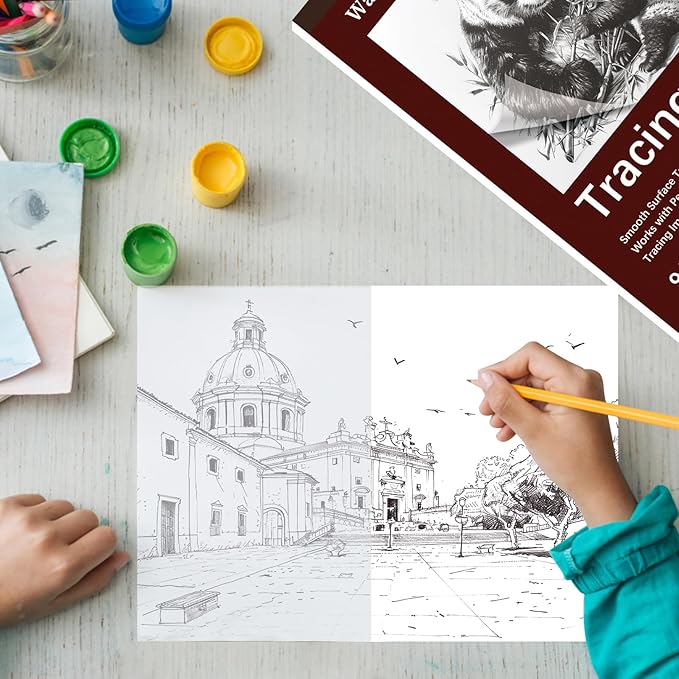 Tracing Paper 9x12 inch, 85 Sheets Translucent Tracing Paper Pad, 38lb/60gsm Vellum Art Paper Works with Pencil, Marker and Ink
