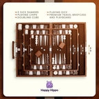 Backgammon Board Game, Deluxe Leather Like Case, Felt Interior, Brown, Classic Backgammon Game, Popular Board Game, Board Games (Small (11"))