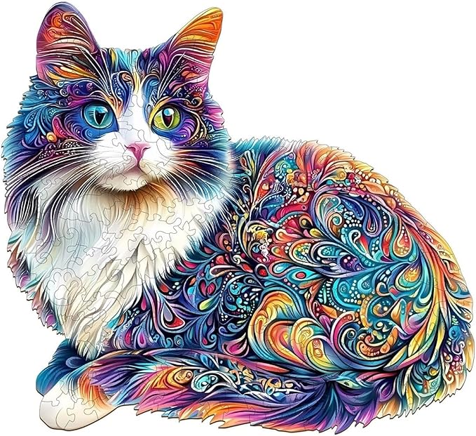 Lazy Cute Cat Wooden Puzzles 95 Pieces Puzzles Gifts for Adults 8.5x7.7in Wooden