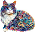 Lazy Cute Cat Wooden Puzzles 95 Pieces Puzzles Gifts for Adults 8.5x7.7in Wooden