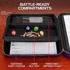 ENHANCE RPG Organizer Case - DnD Binder with Built-in Character Sheet Holder and Erasable Scribe Panel, Dice Rolling Area, Removable Pen Pouch, Miniature Foam Tray, Wrist Strap