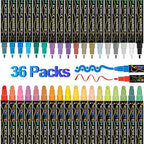 Betem 36 Colors Dual Tip Acrylic Paint Pens Markers, Premium Acrylic Paint Pens for Wood, Canvas, Stone, Rock Painting, Glass, Ceramic Surfaces, DIY Crafts Making Art Supplies