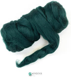 Colored Natural Wool roving, 8 OZ. Best Wool for Needle Felting, Wet Felting, handcrafts and Spinning. (English Green)