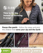 ZlideOn Zipper Pull Replacement - 7pcs, Black, Large - Instant Zipper Replacement Slider Multipack