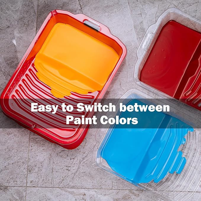 Mister Rui Paint Tray, 11 Pack, 9 Inch Paint Tray with 10 Liners, Thickened Plastic, Paint Pan Liners, Paint Roller Trays for Painting & DIY