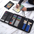 Prina 76 Pack Drawing Set Sketching Kit, Pro Art Supplies with 3-Color Sketchbook, Include Tutorial, Colored, Graphite, Charcoal, Watercolor & Metallic Pencil, for Artists Adults Teens Beginner