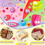 Creative Kids DIY Puncher Craft Set, Paper Hole Punches for Kids, Craft Hole Punch Shapes Set, Shape Cutters for Crafts, Craft Scissors and Hole Punch Set Scrapbook Supplies