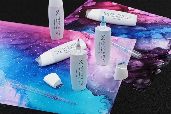 Alcohol Inks 3 Pack - Vibrant, Professional, Dye-Based Alcohol Inks for Artfinity Alcohol Markers, Artists, Drawing, & More! - Slate Blue B5-4