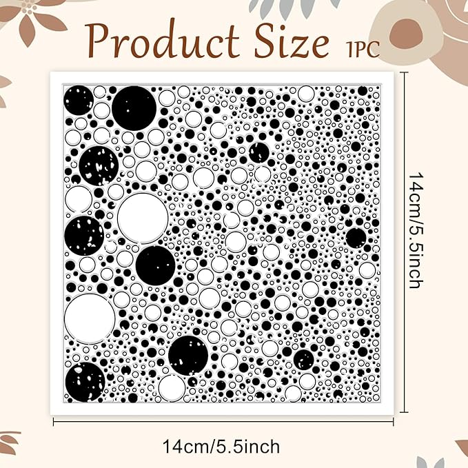 CHGCRAFT Retro Polka Dots Polymer Clay Texture Sheets Bubble Geometric Silicone Texture Stamp Clay Texture Mat Modeling Pattern Pad Sheets for Jewelry and Earrings Tools, 5.5x5.5 inch