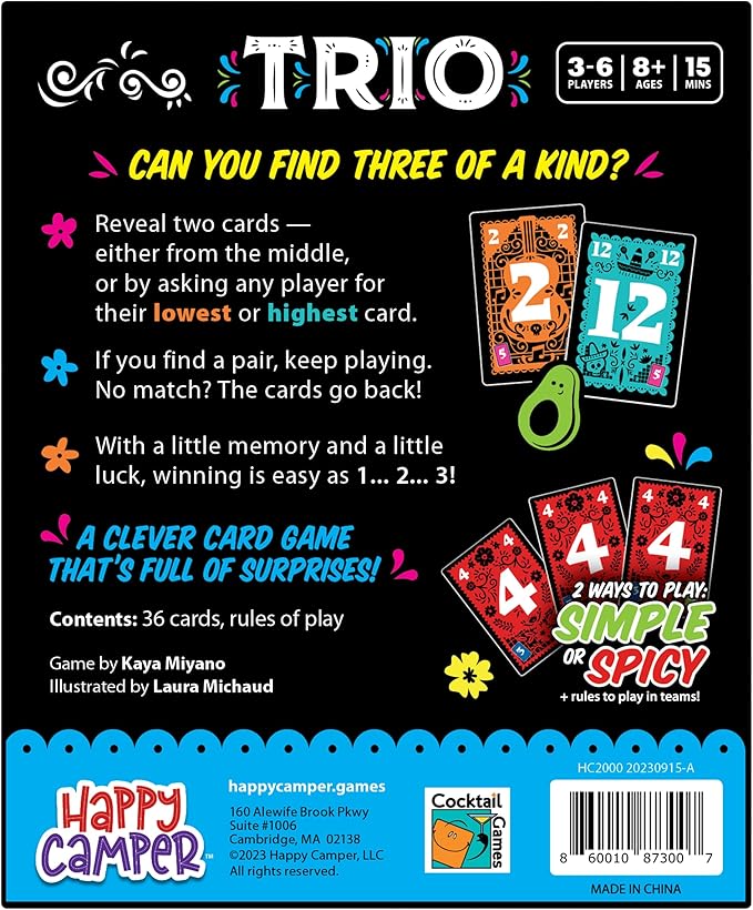 Happy Camper - Trio | Hottest New Family Game | Award-Winning | Game-of-The-Year | Perfect Stocking Stuffer | Great for Parties | 3-6 Players | Ages 8+