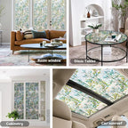 NINETREX Stained Glass Window Film 3D Decorative Cling, Sun Blocking Static Cling Removable Film for Glass Door, Home Decor Window Cover Non-Adhesive 45.2 x 157.4 inches, Leaf