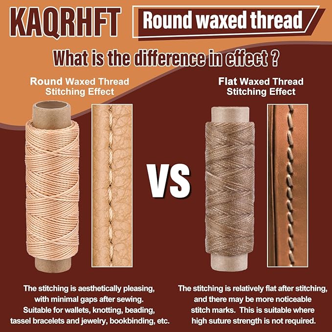 0.8 mm Leather Sewing Thread, 16 Colors 32 Yards Waxed Thread, Round Waxed Thread, Wax String for Bracelet Making, Sewing Stitching, Bookbinding, Braiding