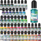 Alcohol Ink Set - 48 Bottles Vibrant Colors High Concentrated Alcohol-Based Ink, Concentrated Epoxy Resin Paint Color Dye Great for Resin Petri Dish, Coaster, Painting, Tumbler Cup Making(10ml Each)