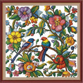 DMCXART Counted Cross Stitch Kits for Adults Needlepoint Kits Unprinted Cross Stitching Embroidery Kit 11CT Cross Stitch Supplies-Colorful Flowers and Birds 18x18 inch