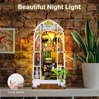 Book Nook Kits for Adults, Miniature House Dollhouse Kit for Teens, DIY Crafts for Adults, Bookshelf Decor Garden House with LED Light, Gifts for Family and Friends