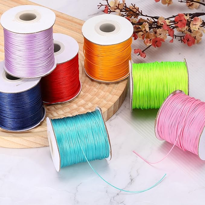 MECCANIXITY Waxed Cord 0.5mm Waxed Polyester Cord 175 Yard Wax String for Bracelet Making, Necklaces, Beading, Jewelry Making and DIY Crafts(Red)