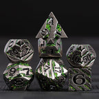 Stripe Metal Dice Set D&D,7PCS Solid Metal Glitter Dice with Gift Box,RPG Polyhedral Dice Set for DND Table Game