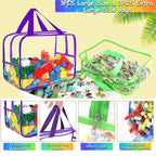 6 Colors Large Toy Storage Bags with Labels, Reusable Clear PVC Board Game Storage, Travel Waterproof Organizer Bags with Zipper for Building Blocks, Puzzle, Kids Books(3 large & 3 Widen X-Large)