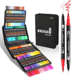 nauets 120 Colors Brush & Fine Dual Tip Watercolor Markers Set for Kids Adults Coloring Books No Bleeding Paint Pens For Drawing Note taking Planner Calligraphy Journaling Card Making Art Supplies