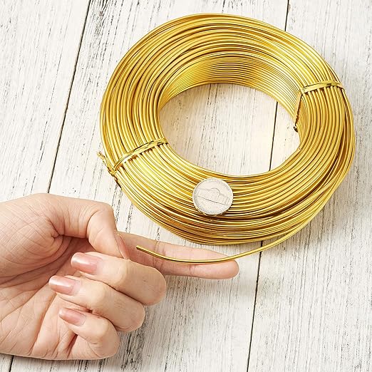 Fashewelry 180 Feet 2mm Gold Aluminum Wire Bendable Metal Craft Wire for Beading Sculpting Jewelry Making