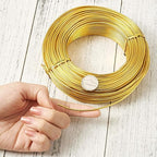 Fashewelry 180 Feet 2mm Gold Aluminum Wire Bendable Metal Craft Wire for Beading Sculpting Jewelry Making