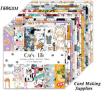 24 Sheets 12 Designs Scrapbook Paper Pad,6"×6” Single-Sided Decopodge Craft Cardstock Paper,Christmas Scrapbooking DIY Decorative Background Cardmaking Supplies.Cat's Life