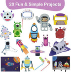 Craftikit® 20 Space Arts & Crafts for Kids - All-Inclusive Fun Toddler Craft Kit, Ages 3-10, Galaxy-Themed Activities