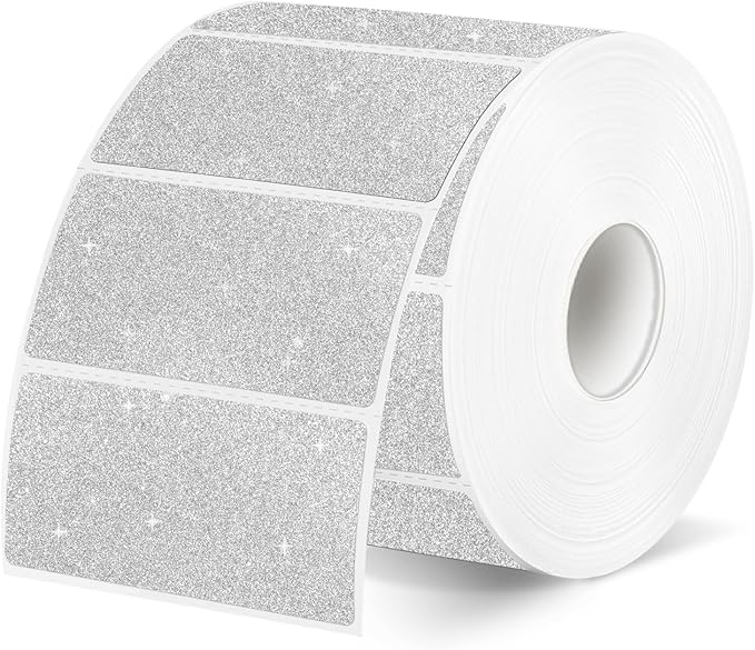Direct Thermal Label 2x1 Inch- Barcode Labels- Holographic Thermal Sticker Labels for Address, Shipping, Compatible with Rollo Label Printer & MUNBYN& Zebra (300 /Shiny Silver)