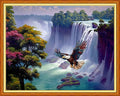 Foxhool Beginners Cross Stitch Kits Stamped Full Range of Embroidery Kits for Adults DIY Cross Stitches kit Embroidery Patterns for Needlepoint kit-Eagle Falls 16x20 inch