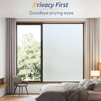 rabbitgoo Window Privacy Film, Frosted Glass Window Clings, Static Cling UV Heat Blocking Door Stickers for Home Bathroom, Removable Indoor Decal Coverings Day and Night, Pure, 35.4 x 118.1 Inches