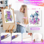 128 Sheets Watercolor Paper Bulk, Stocking Stuffers for Kids, 5"x7" 140lb/300gsm Cold Press White Water Color Paper for Teacher Students, Classroom Must Have, Study Essentials, College School Supplies