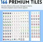 American Mahjong Tile Set,166 Tiles White Blue Acrylic Carving Tiles,Mahjong Game Set with Portable Travel case(Racks Not Included)